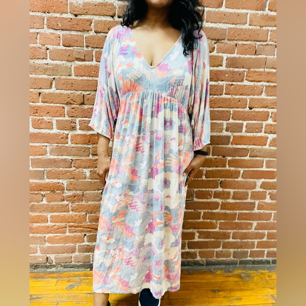 RACHEL PALLY Signature Stretch Jersey Shibori Floral Resort Early Vintage Dress